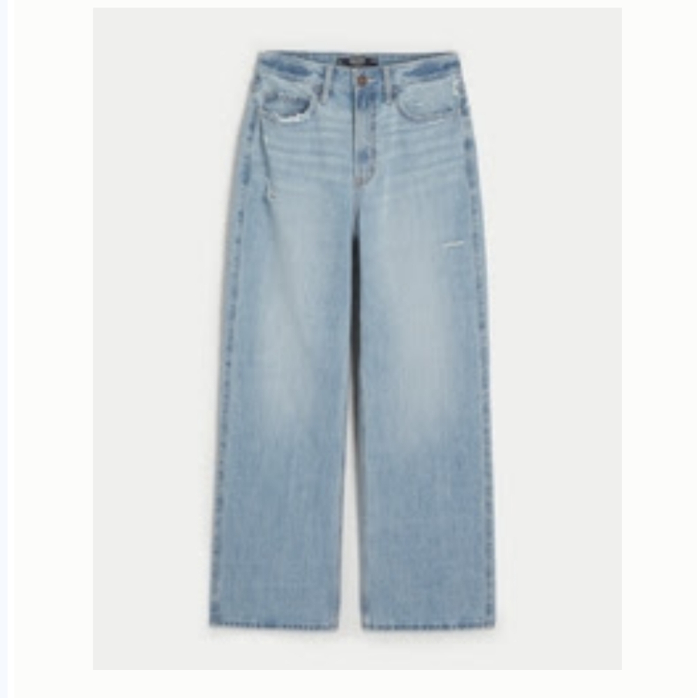 Hollister ultra high rise distressed baggy jeans size 000